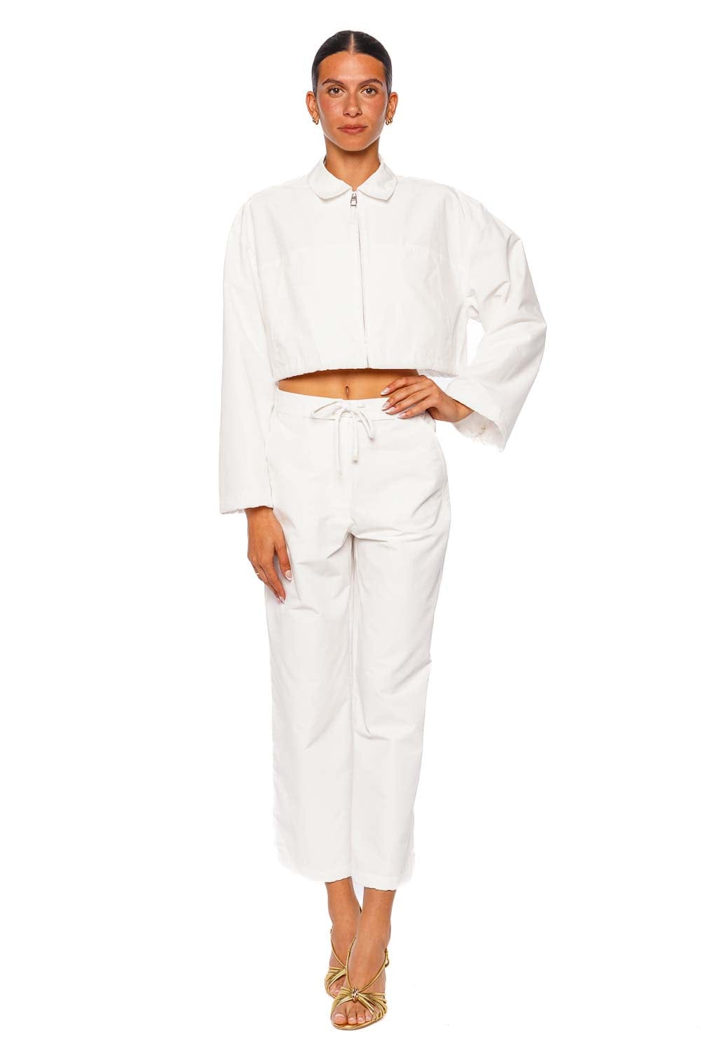 SIMKHAI Lennox White Cotton Straight Leg Pant