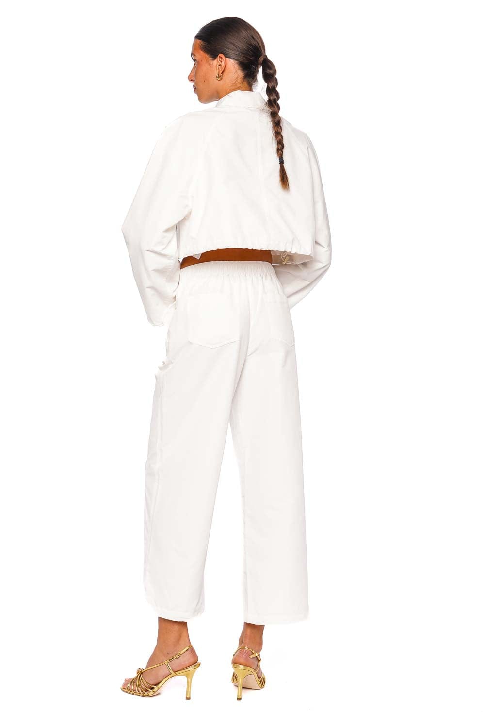 SIMKHAI Colsen White Cropped Zip Front Jacket