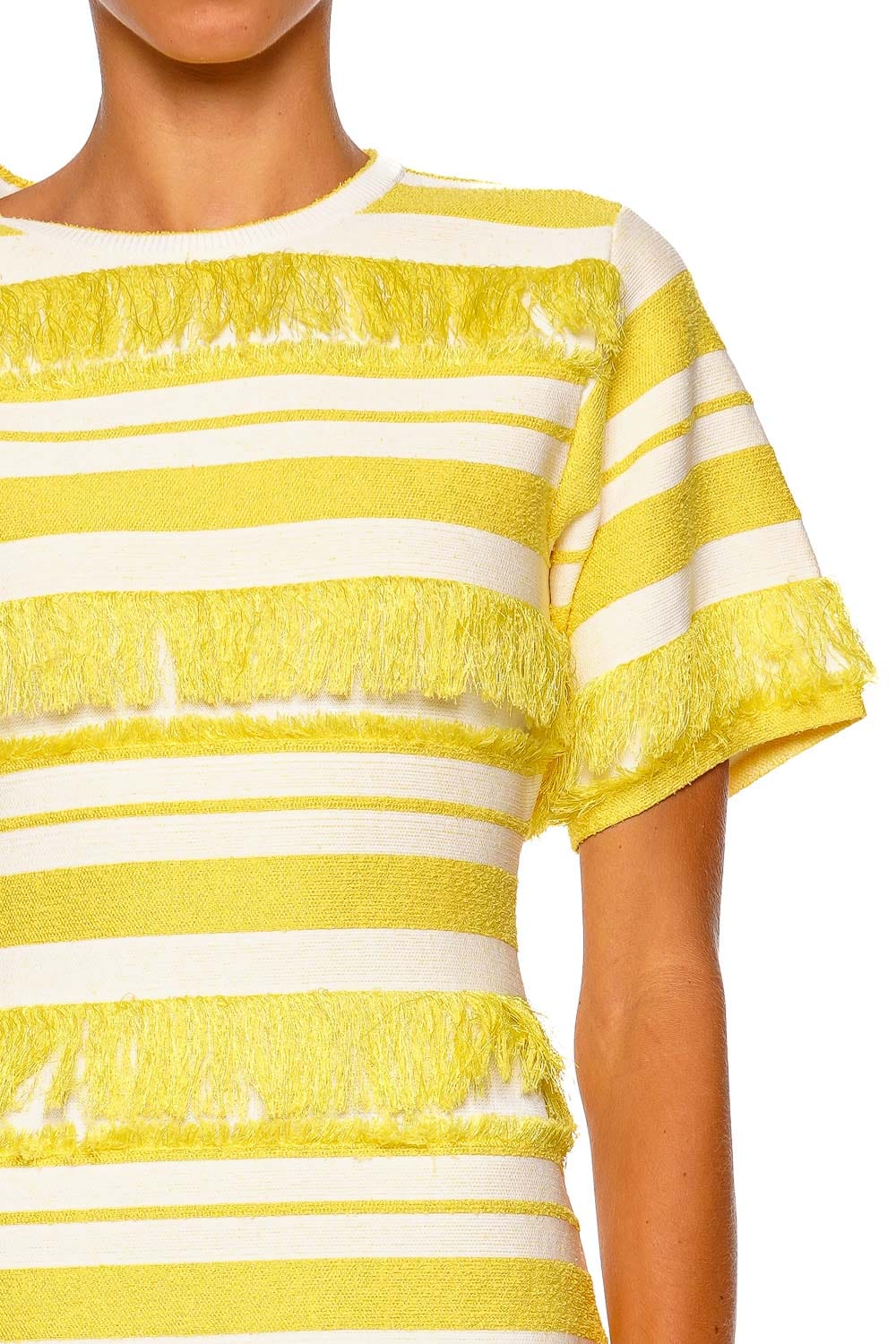 SIMKHAI Torrance Solar Stripe Short Sleeve Mini Dress