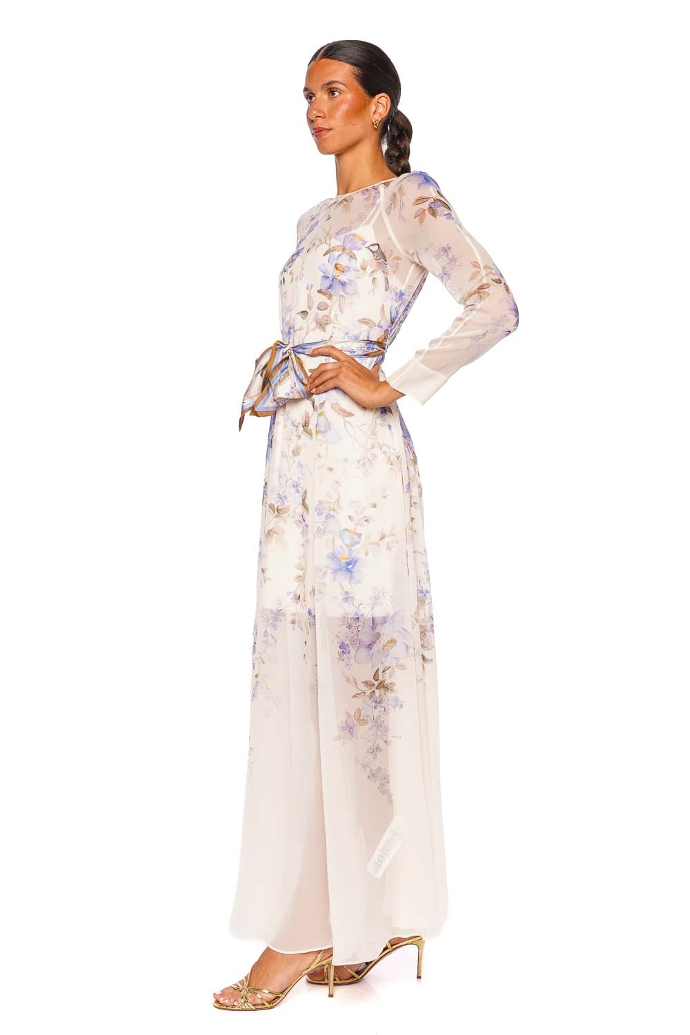 ZIMMERMANN Luna Blue Songbird Long Sleeve Maxi Dress
