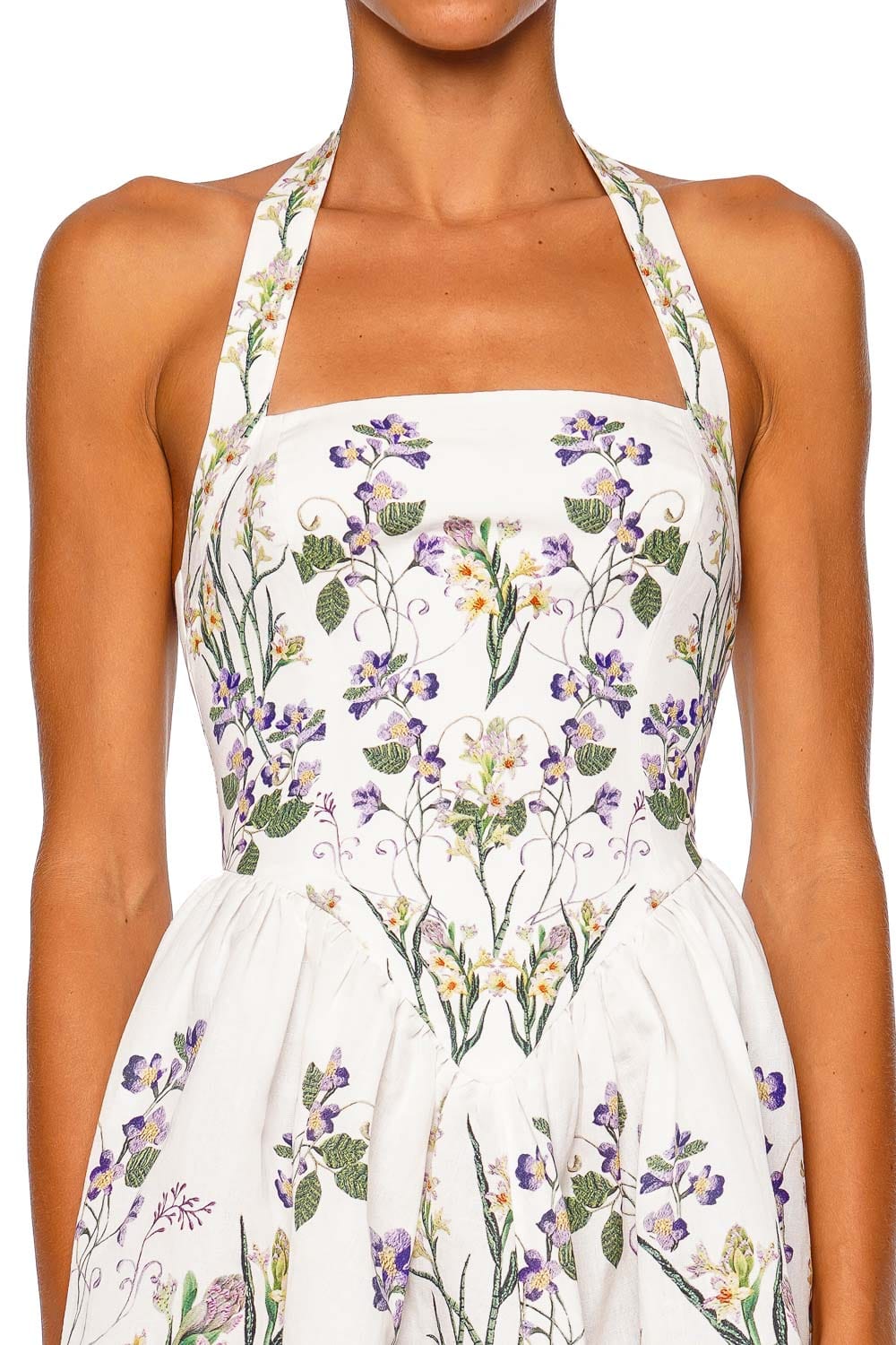 Hemant and Nandita Anya Ivory Floral Halter Mini Dress