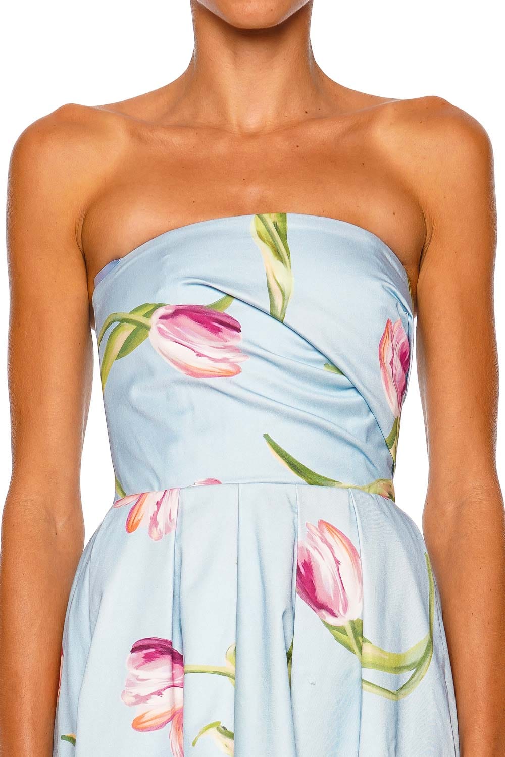 LEO LIN Lynn Bustier Blue Strapless Midi Dress