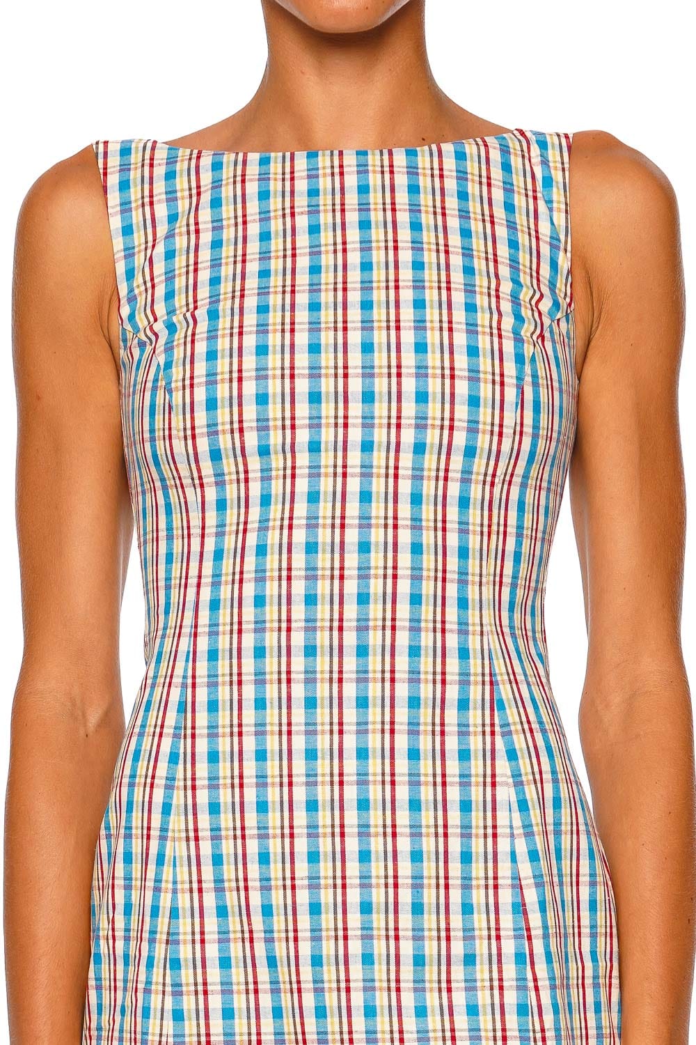 Faithfull The Brand Lydie Sofia Check Sleeveless Mini Dress
