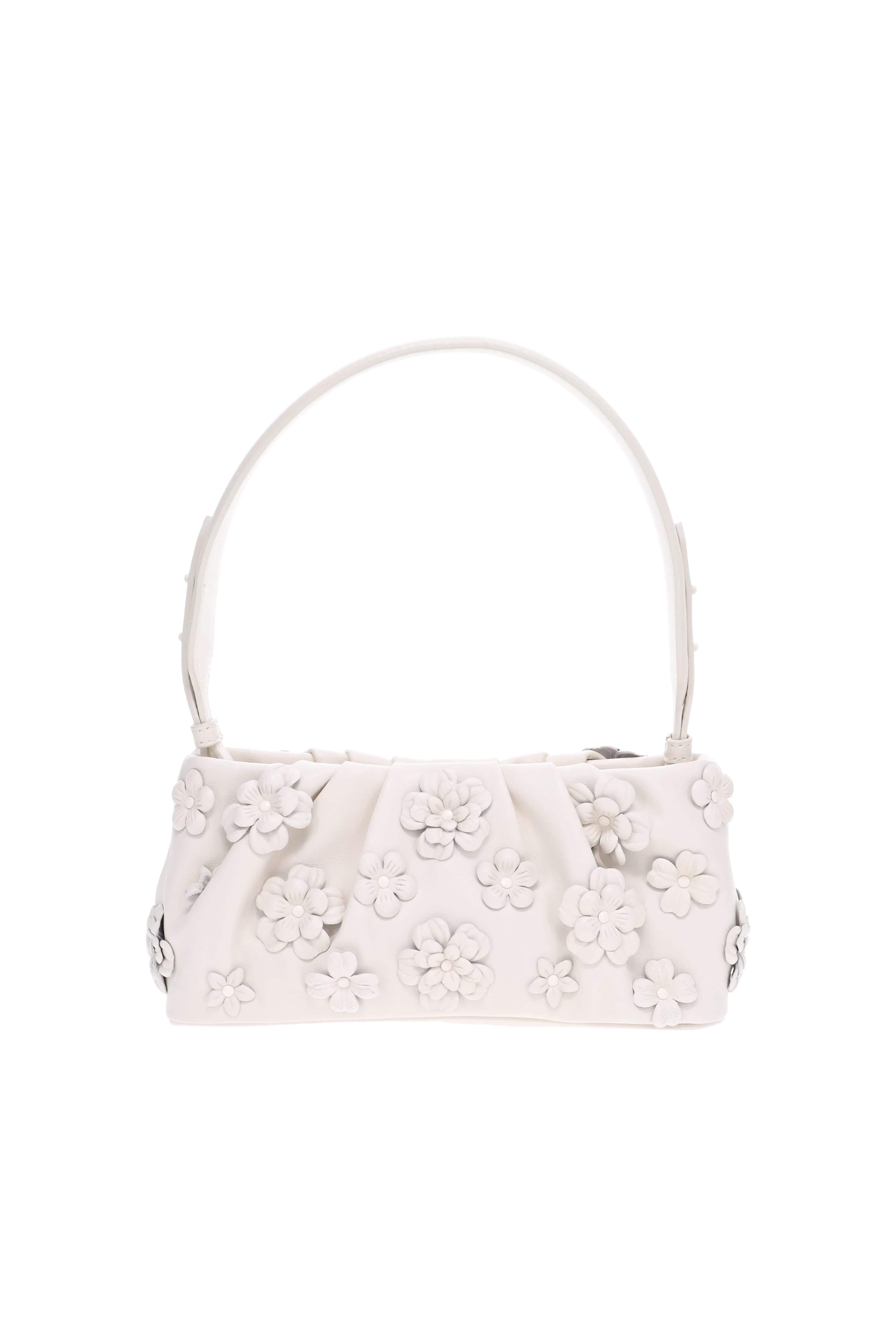 SIMKHAI Harlow Ivory Leather Flower Shoulder Bag