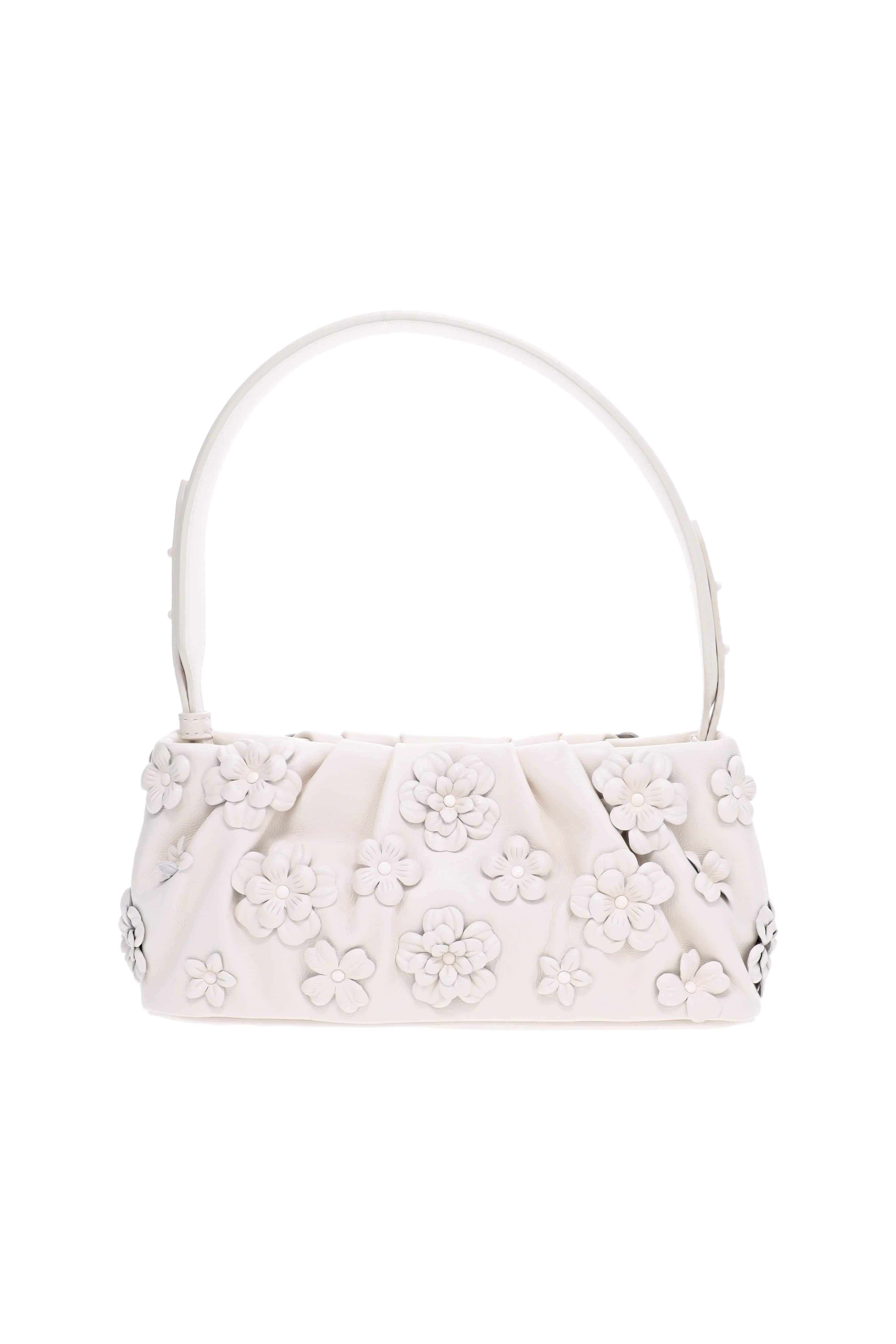 SIMKHAI Harlow Ivory Leather Flower Shoulder Bag