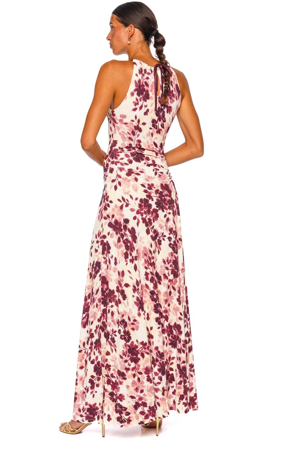 SIMKHAI Cerin Fig Multi Halter Maxi Dress
