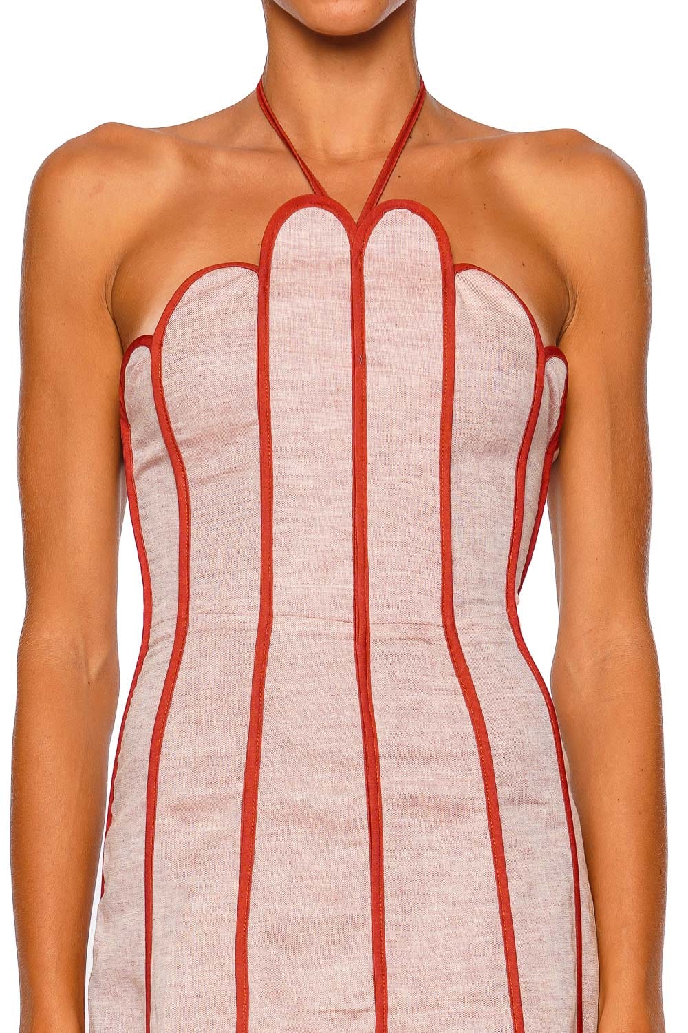 Azulu Lenny Apricot Orange Halter Mini Dress