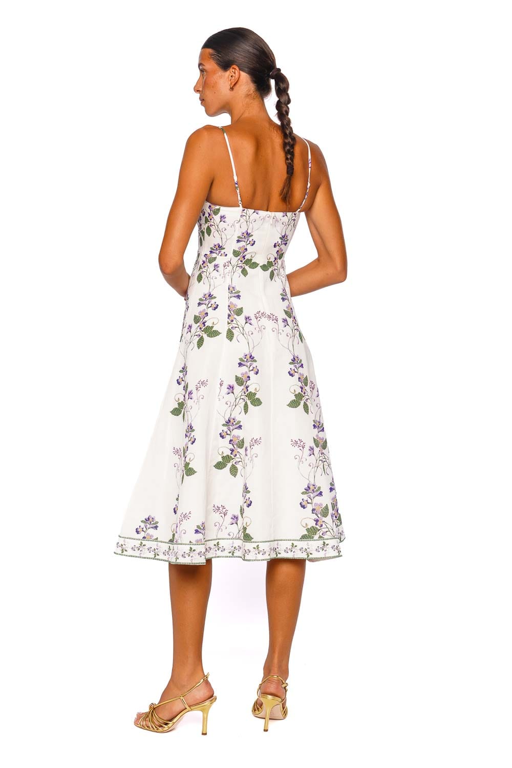 Hemant and Nandita Anya Ivory Floral Strappy V-Neck Midi Dress