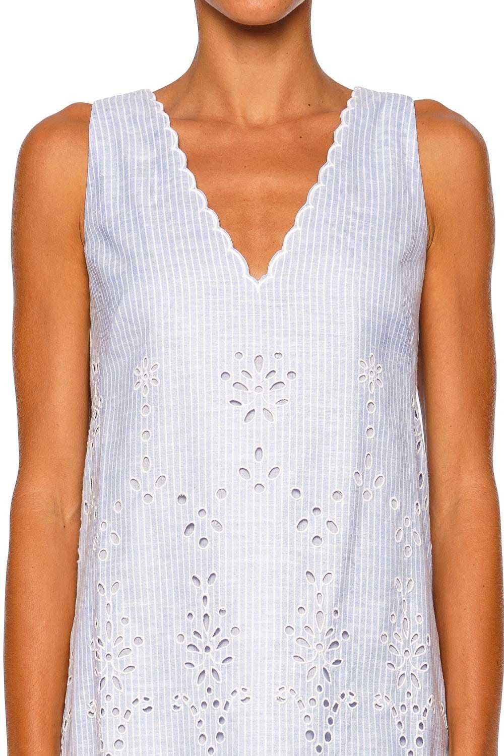 Hemant and Nandita Dhara Light Blue Sleeveless Shift Mini Dress