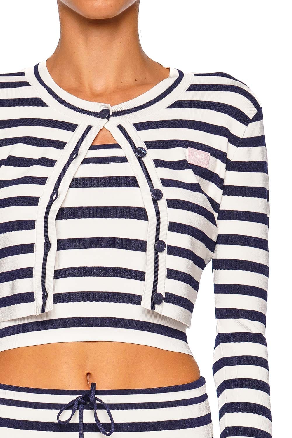 LoveShackFancy Avanette Sailor Night Long Sleeve Cropped Cardigan
