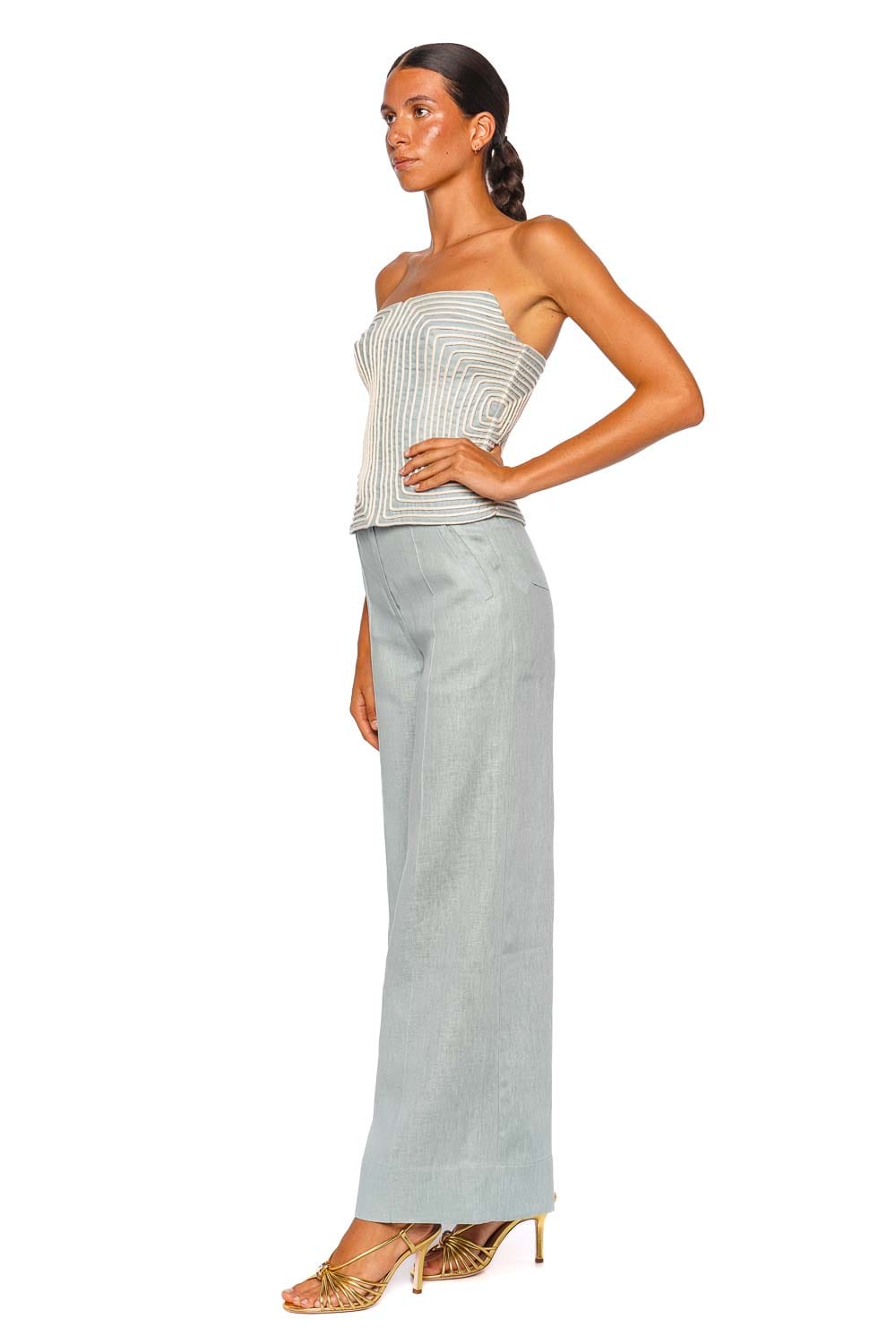 Andres Otalora Nyota Alma Embroidered Strapless Top
