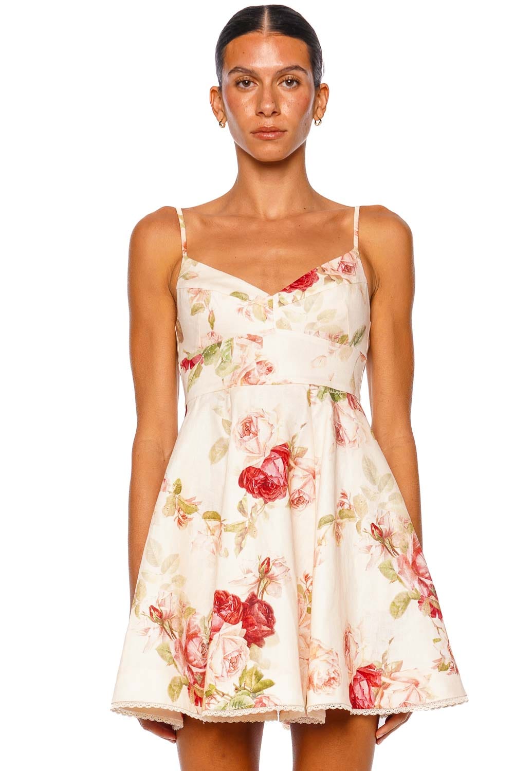 ZIMMERMANN Roselight Cream Floral Picnic Mini Dress