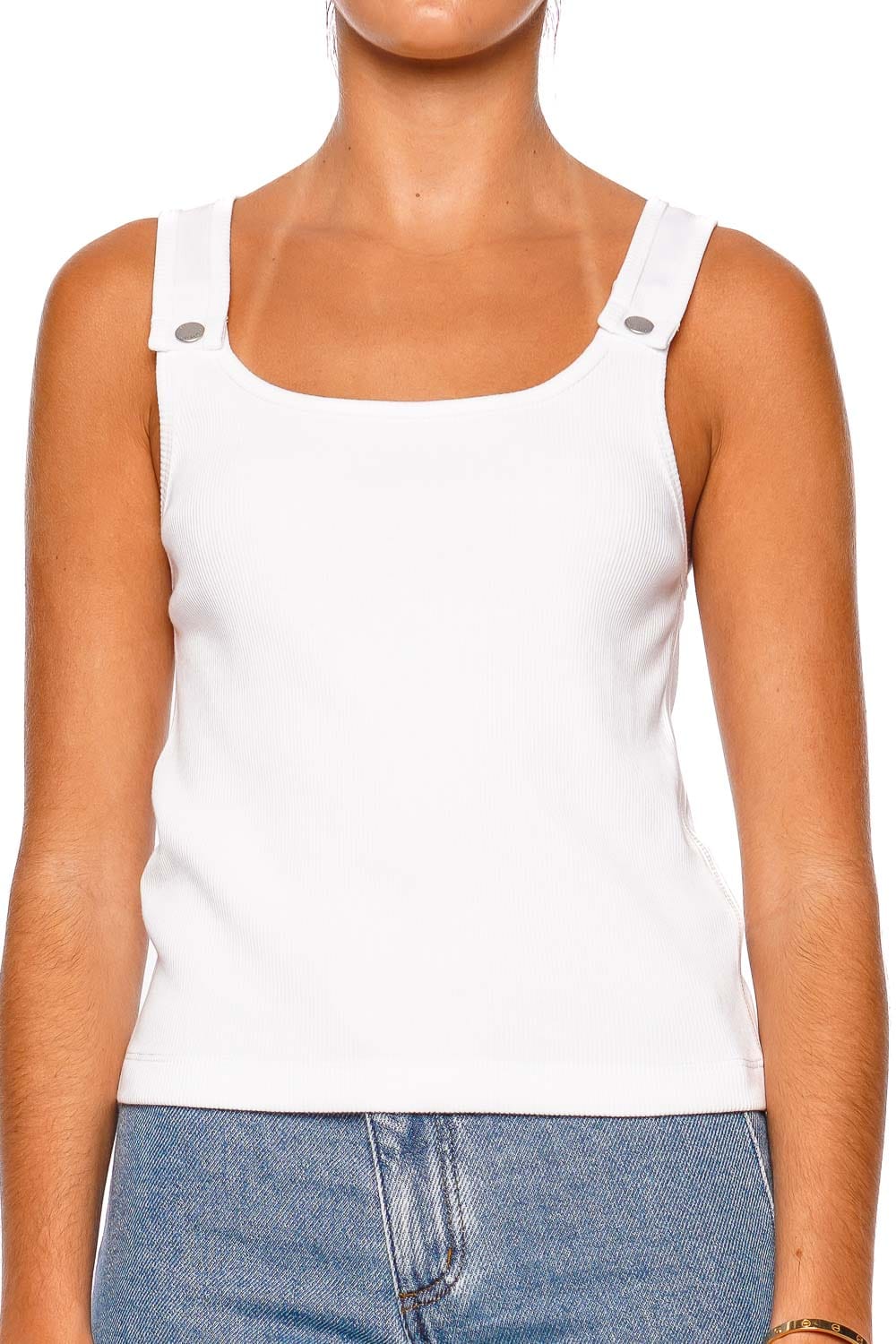 Still Here Snap Milk Ribbed Cotton Tank