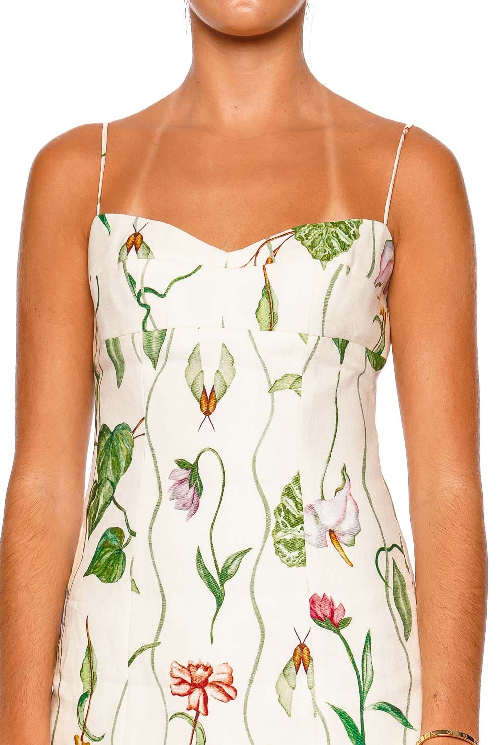 Cara Cara Cherry Flora Trail Linen Mini Dress