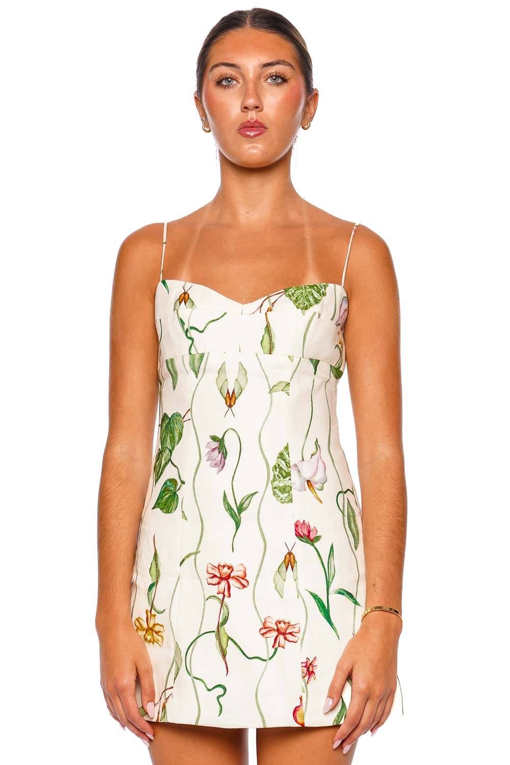 Cara Cara Cherry Flora Trail Linen Mini Dress