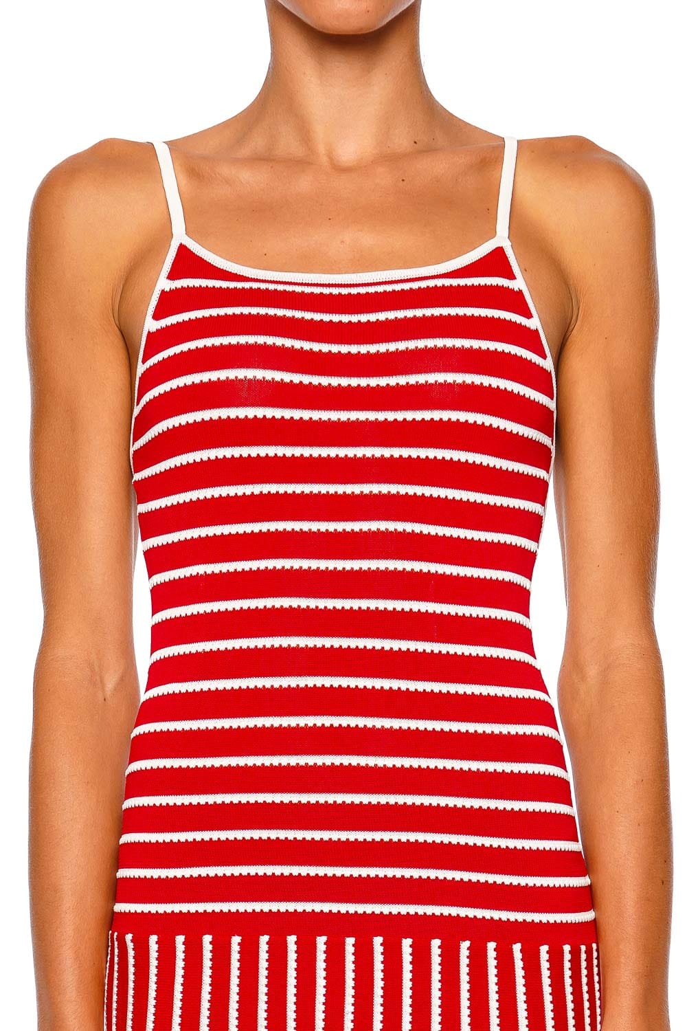 Solid & Striped The Lottie Dress Lipstick Red Strappy Knit Midi Dress