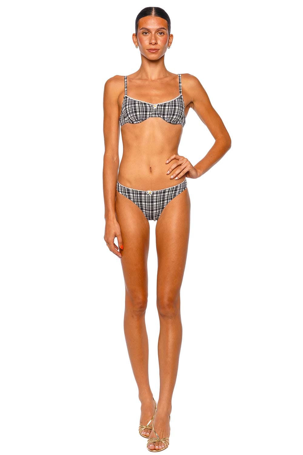 Solid & Striped The Daphne Top Strappy Black Plaid Bikini Top