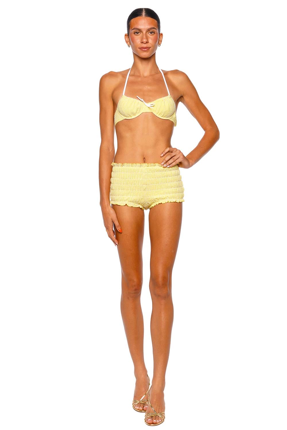Solid & Striped The Mimi Short Citrina Smocked Yellow Shorts