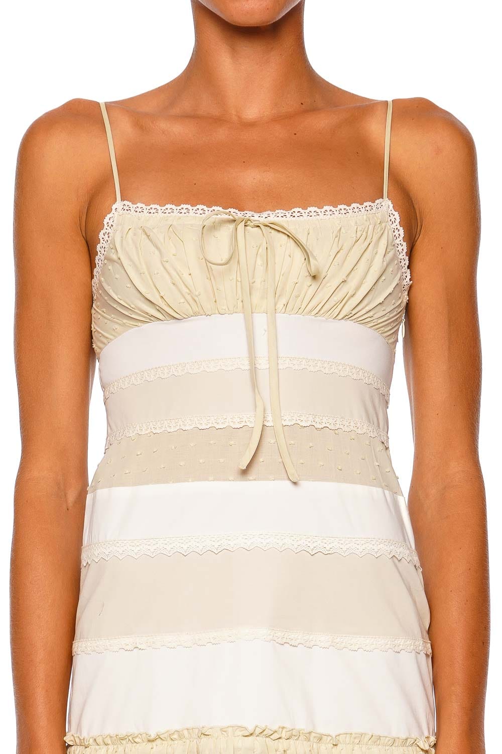 Staud Halie Ecru Strappy Mini Dress