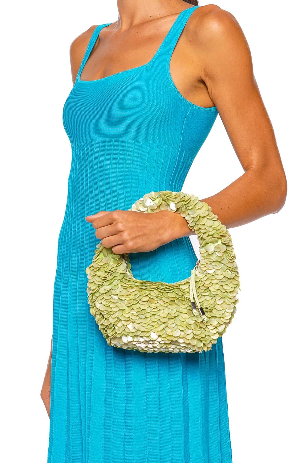 Staud Reef Matcha Pearl Shell Embellished Bag
