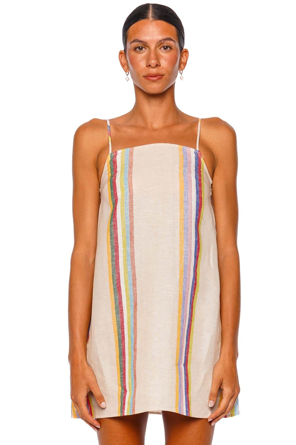 Staud Laura Day Trip Stripe Strappy Mini Dress