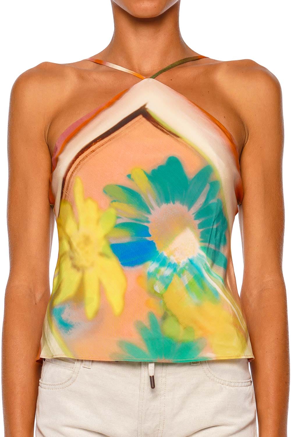 Staud Cubism Superbloom Scarf Strappy Halter Top