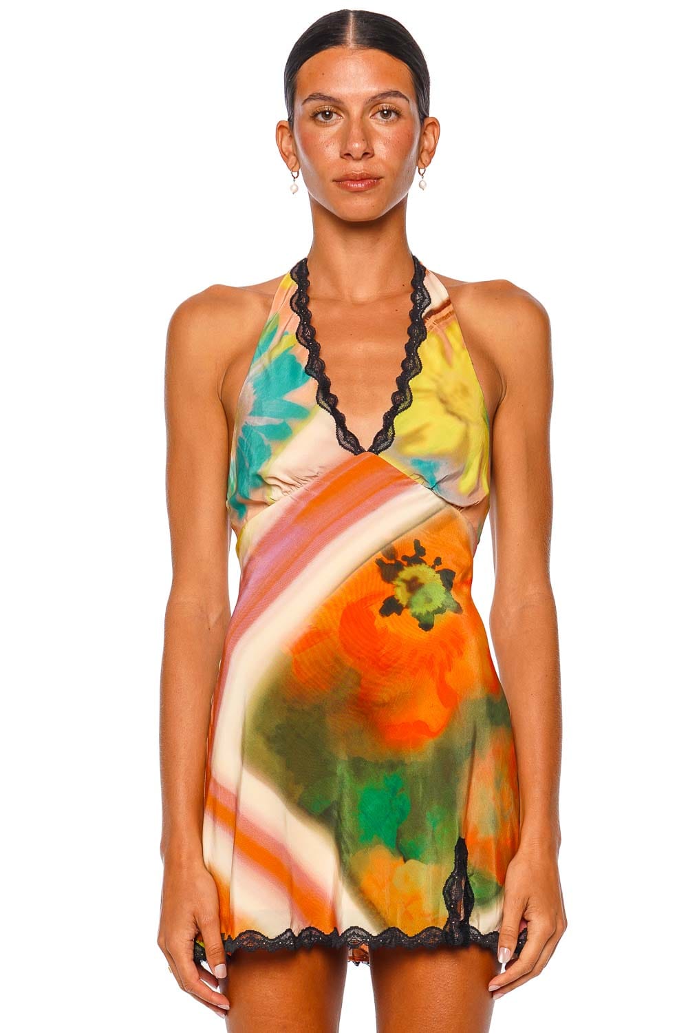 Staud Lucca Superbloom Scarf Halter Mini Dress