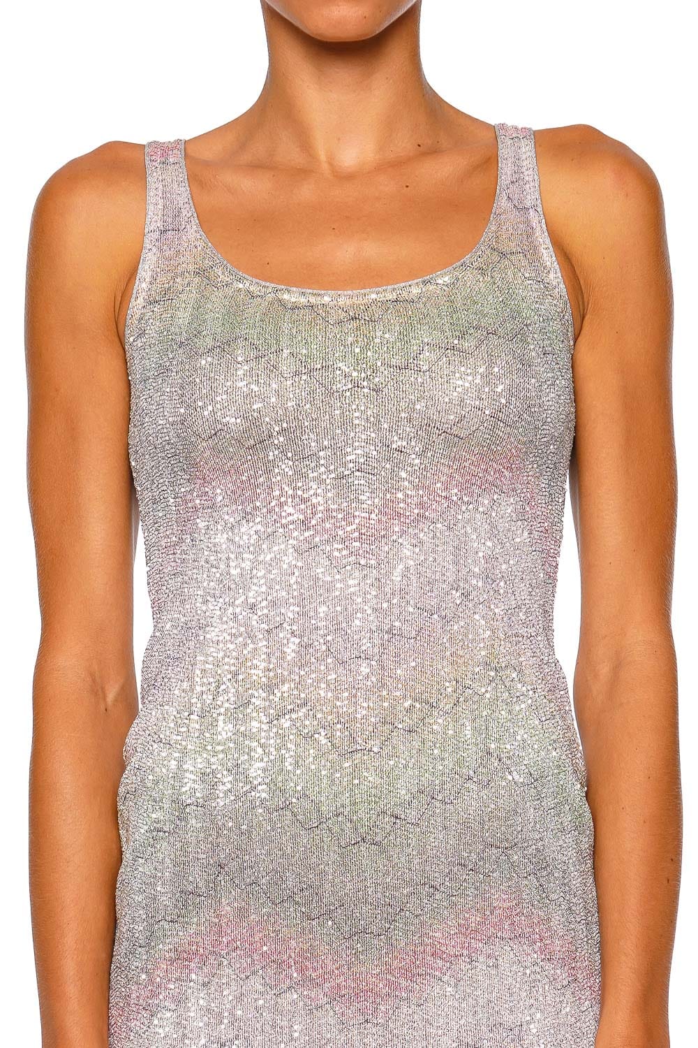MISSONI Sequin Chevron Sleeveless Knit Mini Dress
