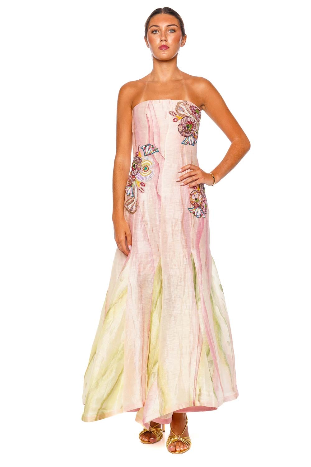 LA FUORI Spring Fae Bloom Multi Strapless Maxi Dress