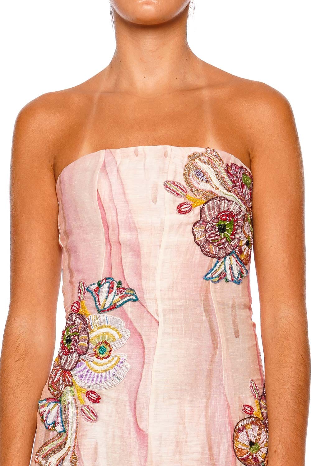 LA FUORI Spring Fae Bloom Multi Strapless Maxi Dress