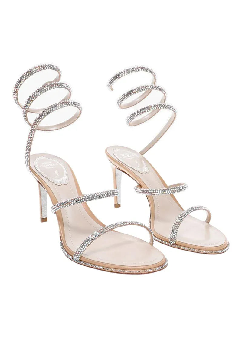 Cleo Beige Topaz Ankle Wrap Heel Sandal