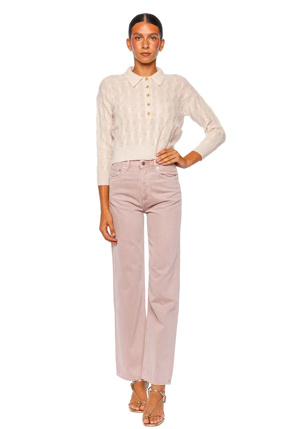 AGOLDE Ren 32 Jean Wallflower Pink Wide Leg Jeans