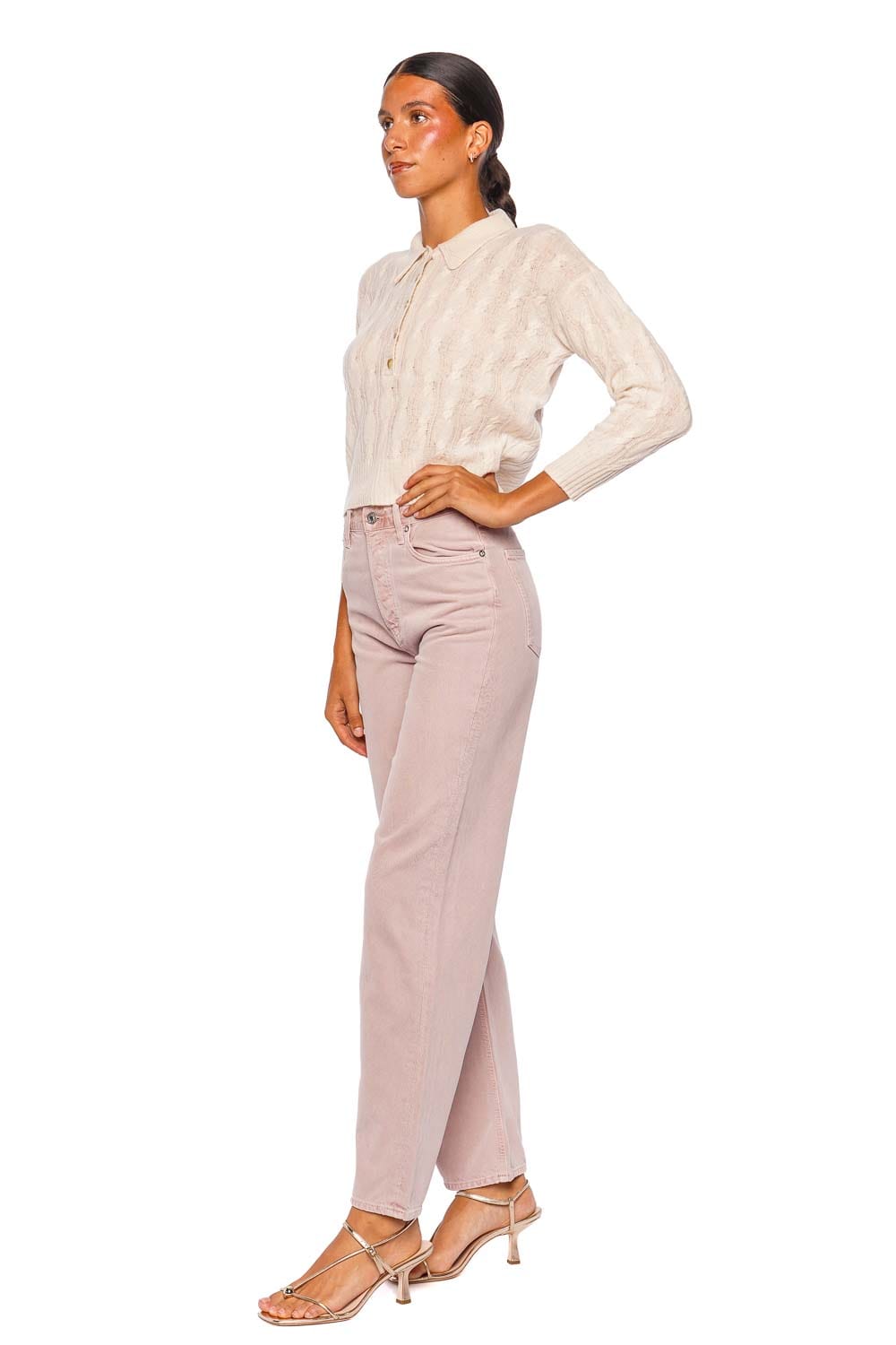 AGOLDE Ren 32 Jean Wallflower Pink Wide Leg Jeans