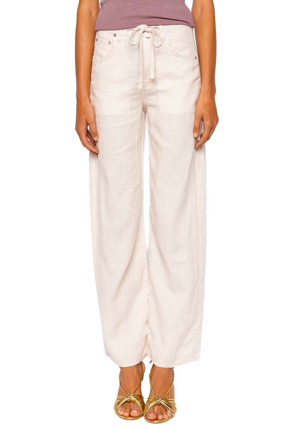 Citizens of Humanity Brynn Pale Stone Linen Drawstring Trouser