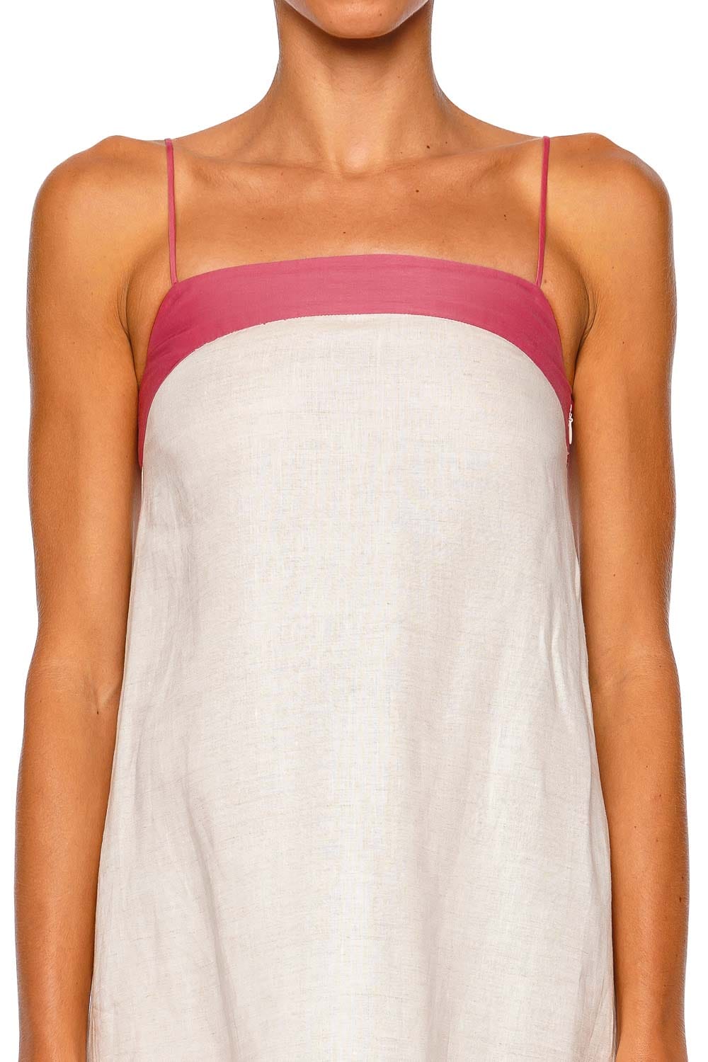 Staud Laura Linen Blush Canyon Strappy Mini Dress