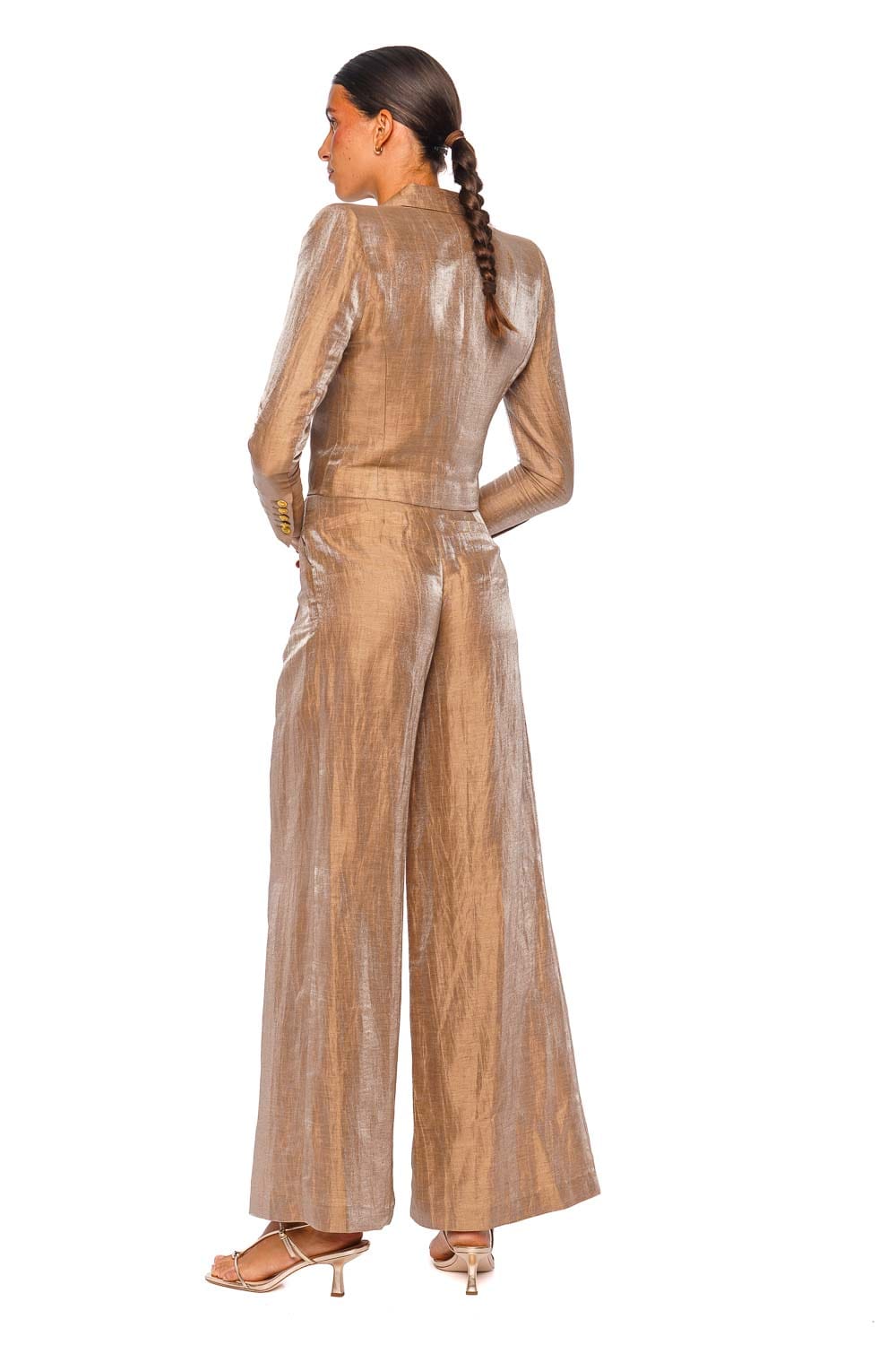 L'AGENCE Allanah Latte Gold Wide Leg Trouser