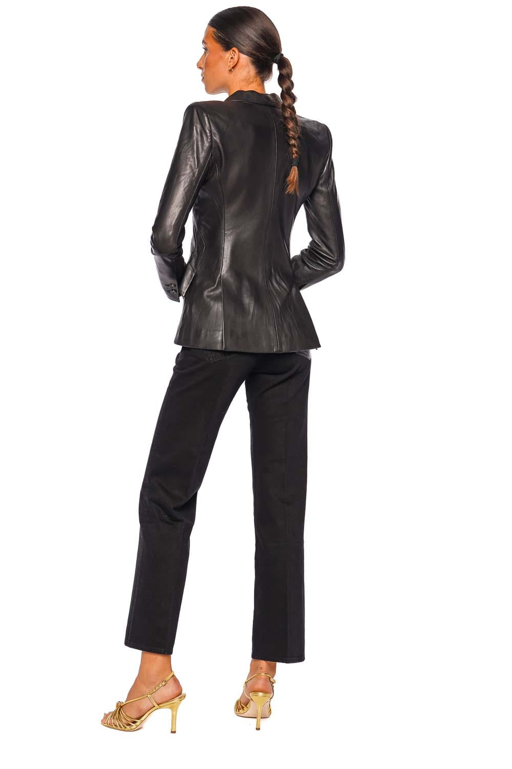 L'AGENCE Chamberlain Black Leather Blazer