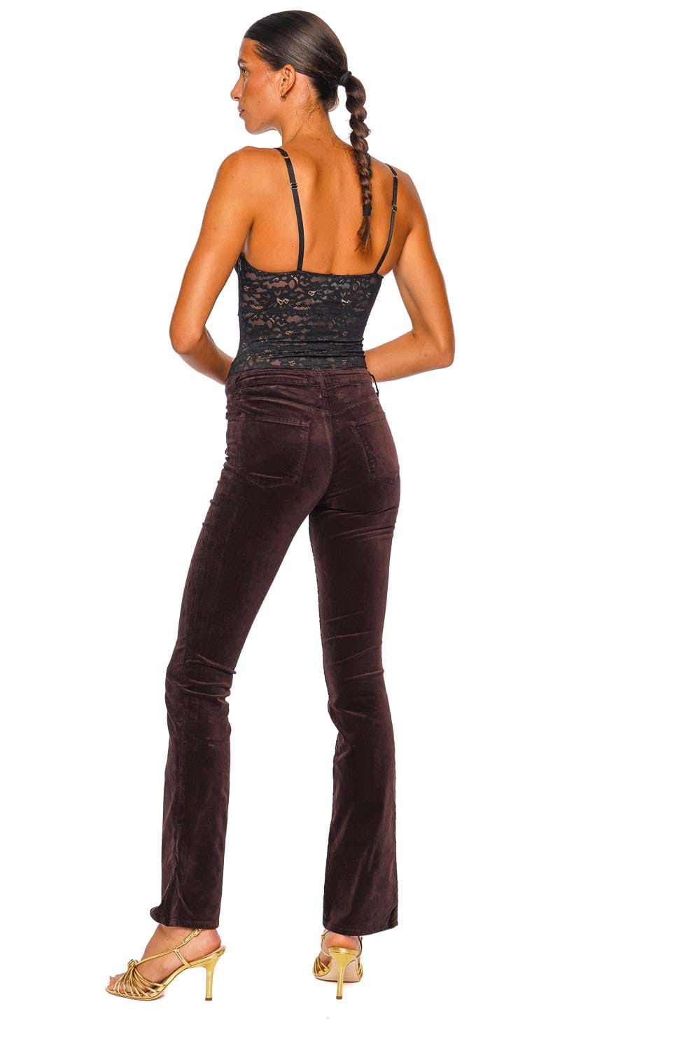 L'AGENCE Stevie Dark Java Velvet Straight Jean