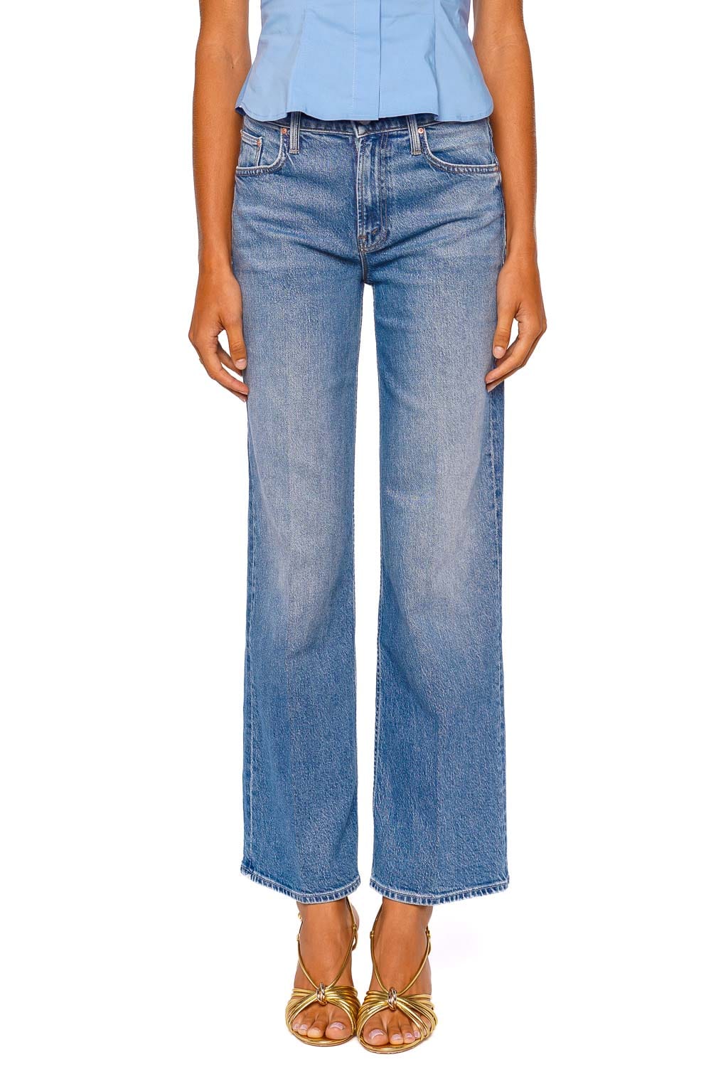 MOTHER Denim The Rerun Skimp Wide Leg Blue Jeans