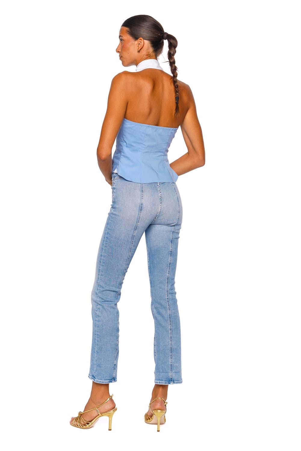 MOTHER Denim The Western Hustler Hover Derby Doll Light Wash Straight Leg Jeans