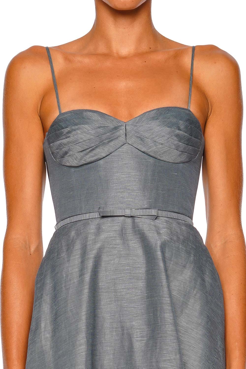 ZIMMERMANN Ascent Tucked Deco Blue Strappy Midi Dress