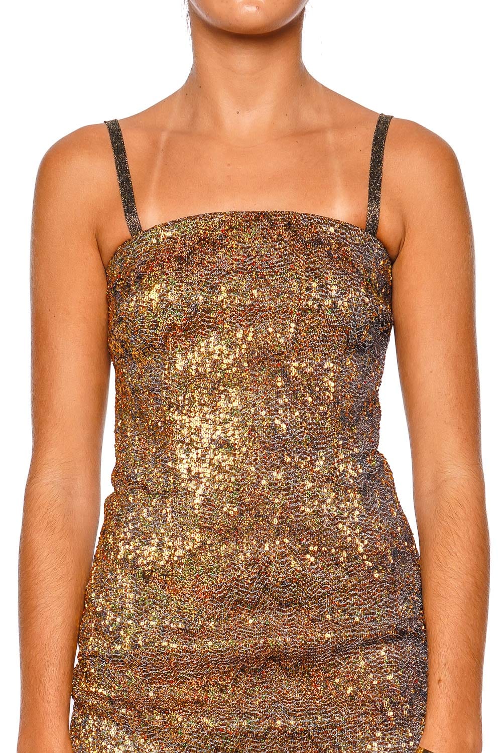 MISSONI Sleeveless Short Dress Yellow Gold Strappy Mini Dress