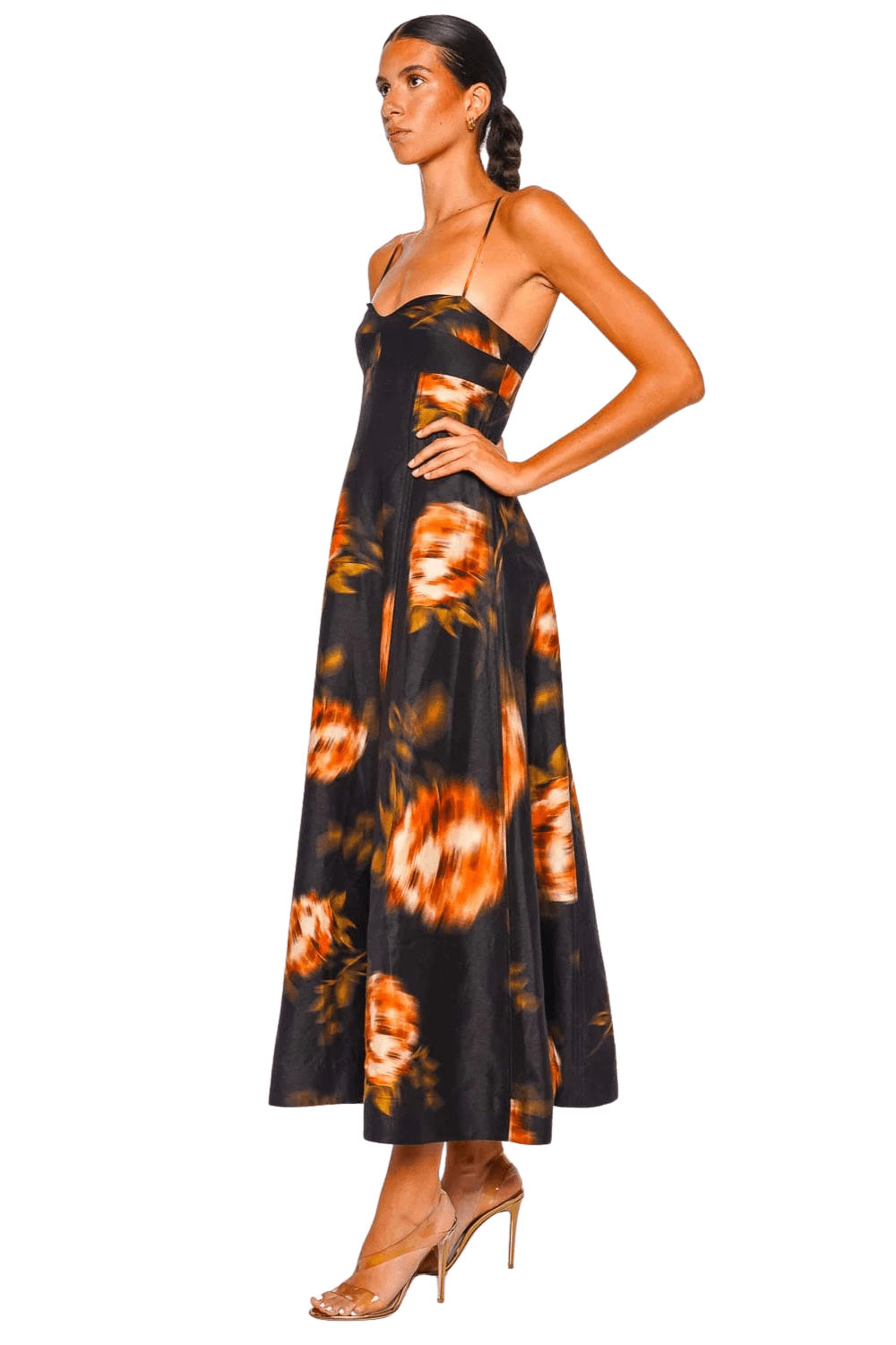 CLEA Magdelena Mira Floral Sweetheart Midi Dress