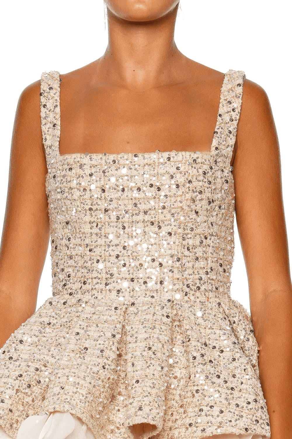 Bronx and Banco Catalina Sequin Tweed Ruffled Mini Dress