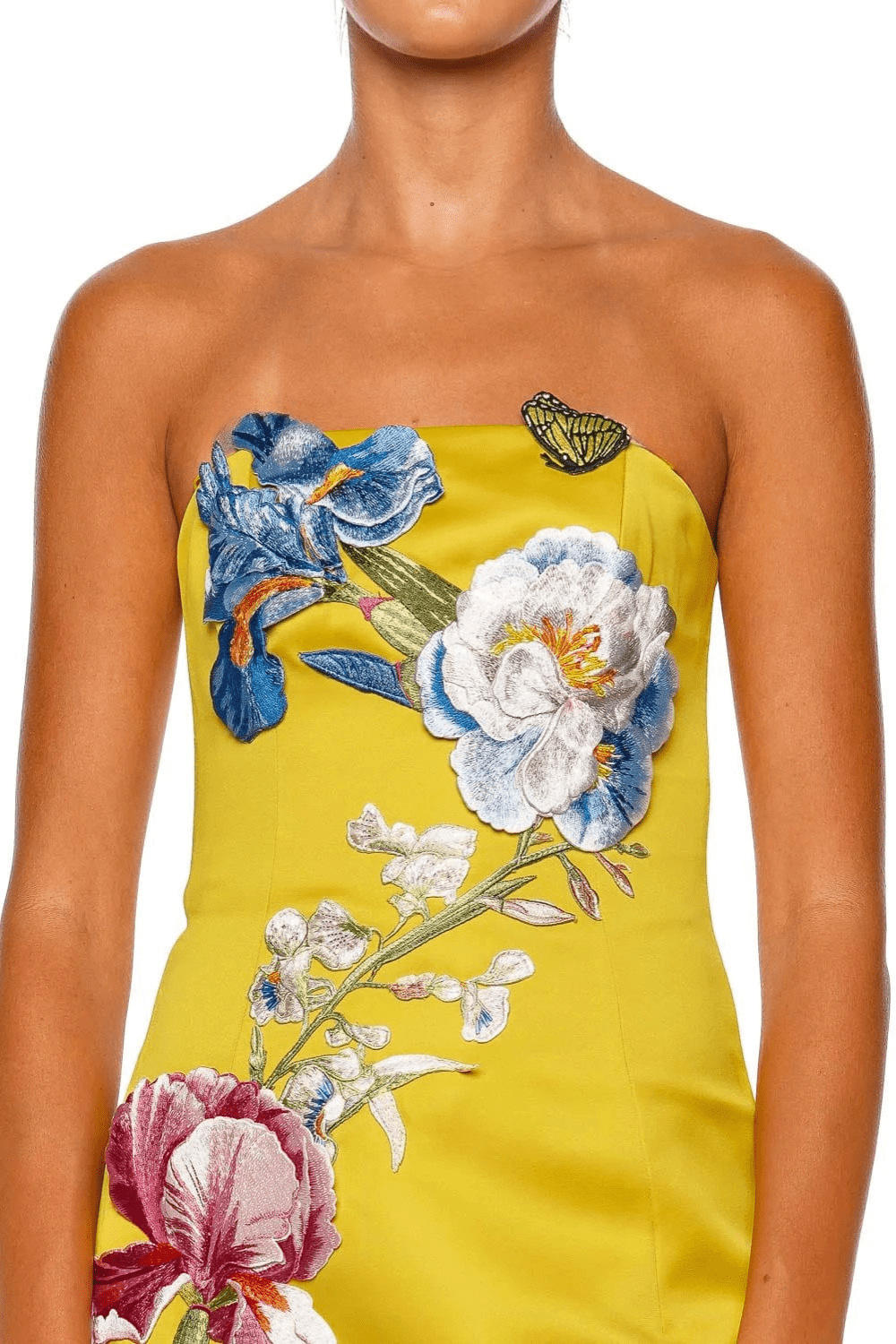LEO LIN Rayna Strapless Applique Floral Maxi Dress