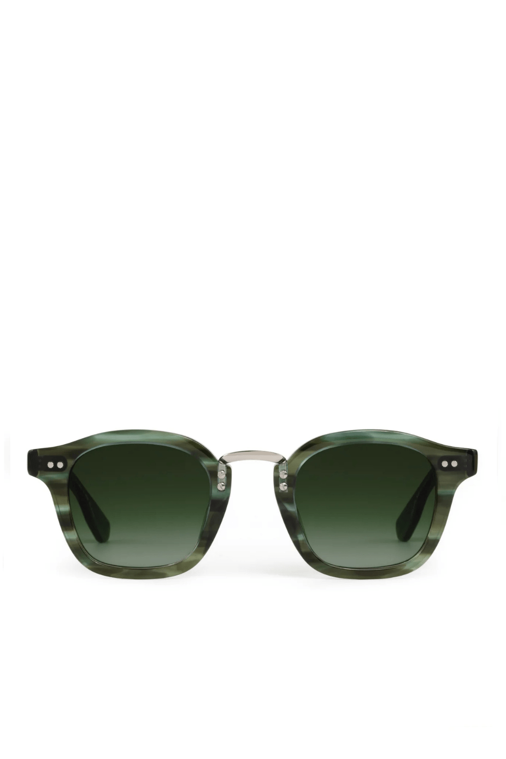 KREWE Campbell Sunglasses Silver-Hued Frame with Green Lenses