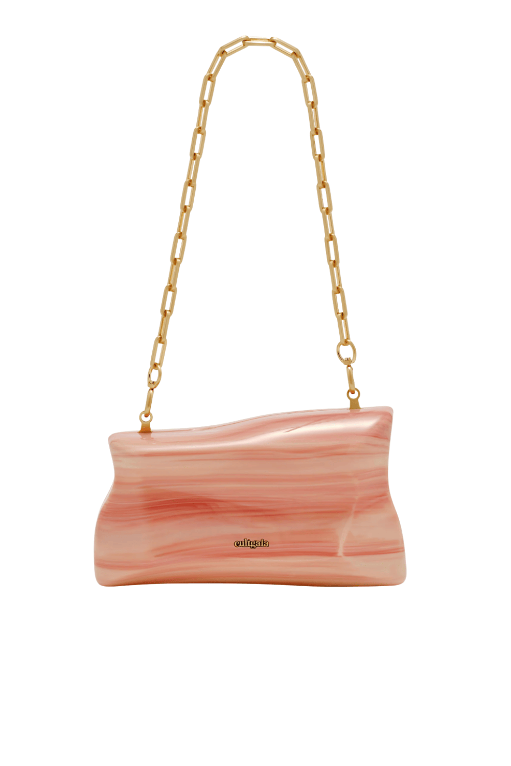 Cult Gaia Malaya Rose Water Acrylic Clutch with Chain Strap