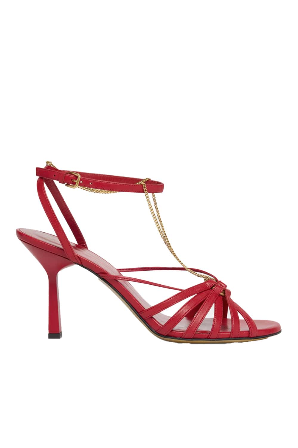 Golden Goose Nico Red Leather Chain Kitten Heel