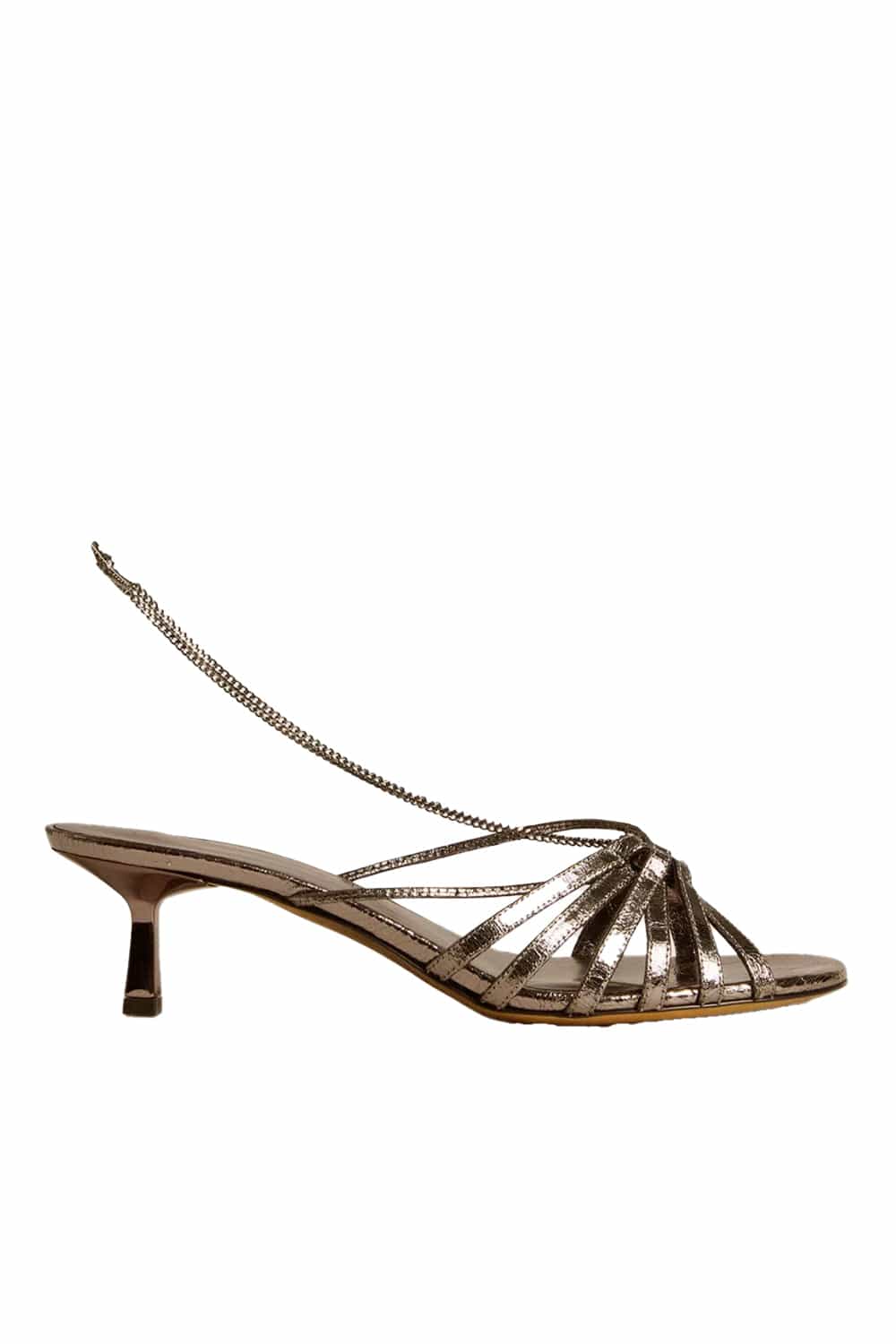 Golden Goose Nico Metallic Chain Leather Kitten Heel