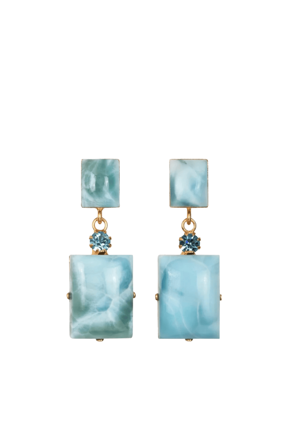 Jennifer Behr Larimar Double Drop Earrings in Blue and Gold